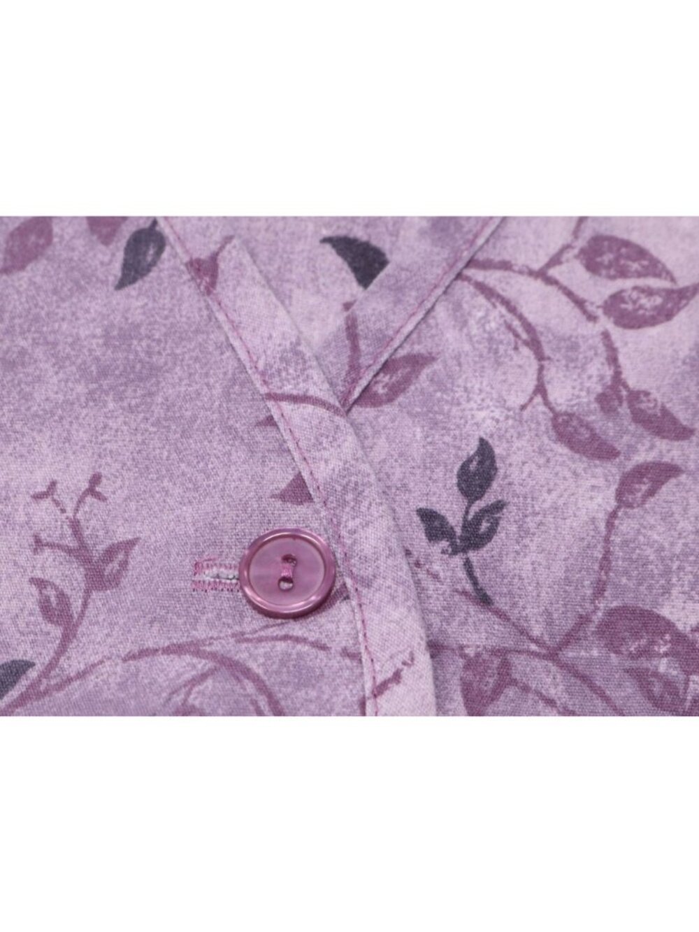Cottage Core Scrub Top Women S Purple Leaf Whimsical Print Medical Button Up VTG - Picture 4 of 12